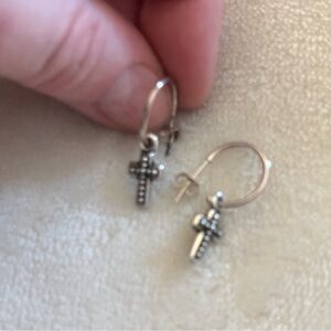 Silver Cross Dangle Earrings